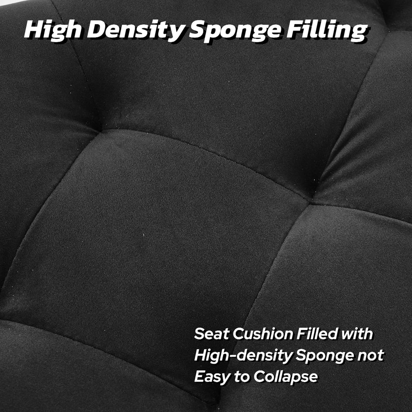 45.6 Inch Velvet Storage Ottoman, Rectangular Accent Bench for Bedroom & Living Room, Black