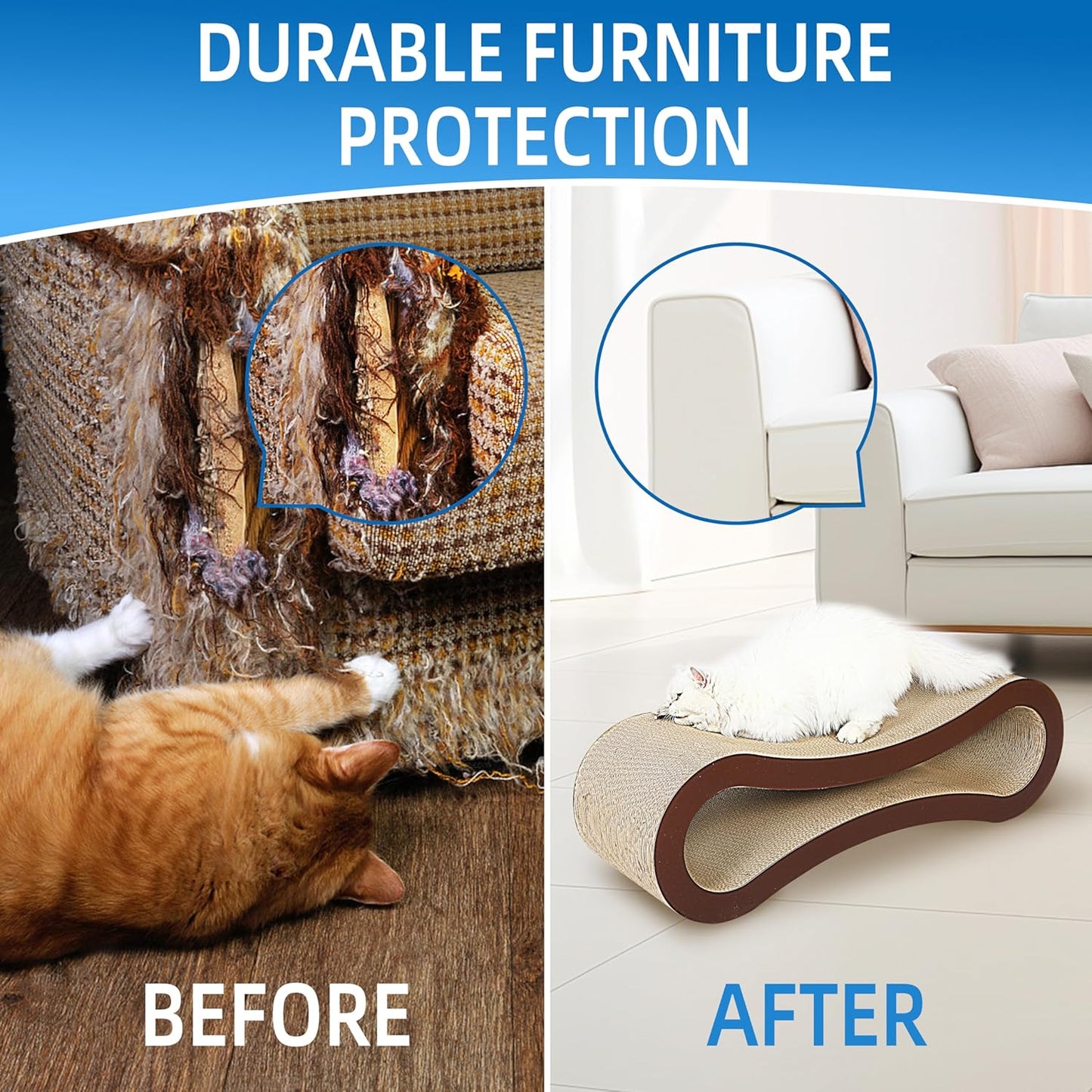 2 in 1 Cat Scratcher Cardboard, Cat Scratching Board Furniture Protector, Cat Scratching Post, Cat Beds for Indoor Cats, Infinity Shape, X-Large