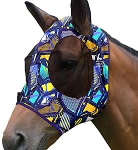 Harrison Howard Super Comfort Stretchy Fitting Horse Fly Mask with UV Protection Soft on Skin with Breathability Graffiti Mix Pony
