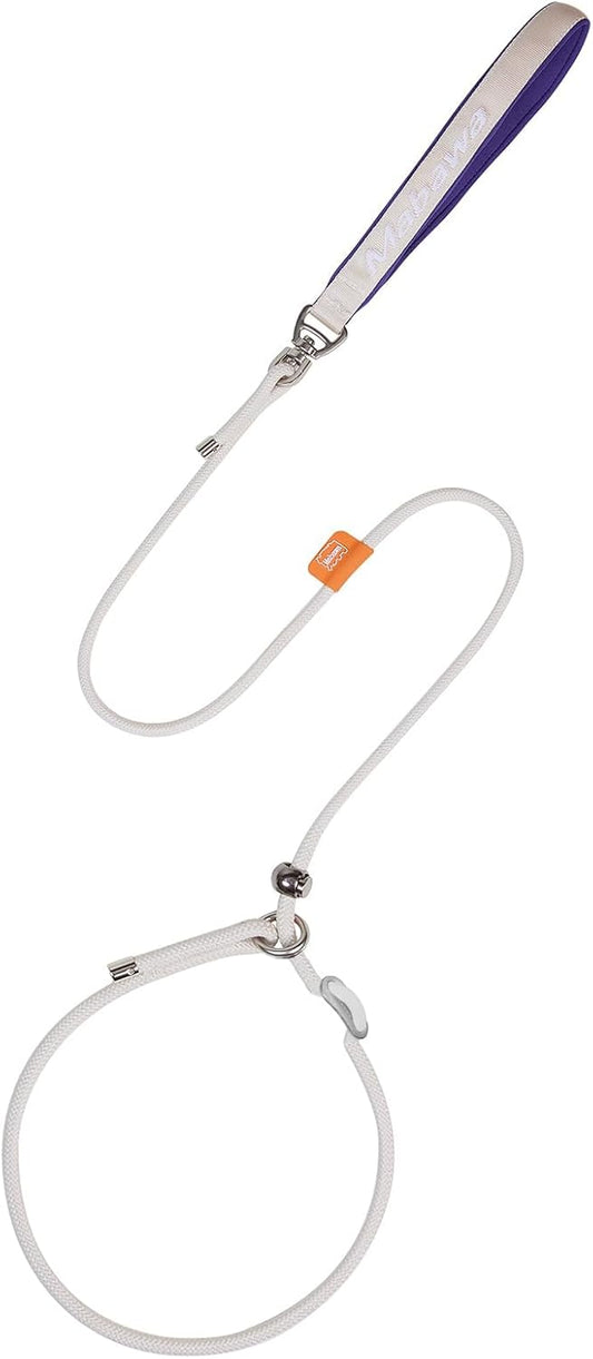 Dog Anti-Slip Leash 5FT with Metal Stopper - Durable No-Pull Training Lead for Small, Medium & Large Dogs - Comfortable Handle Nylon Rope, Tangle-Free Pet Walking Leash (Beige, 5 FT)