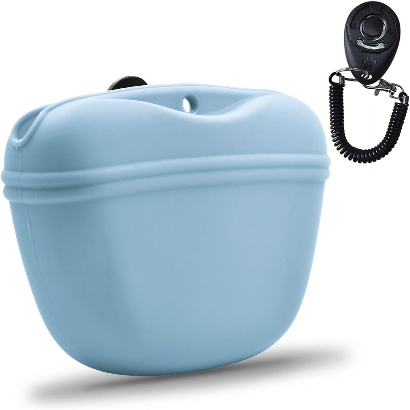 AUDWUD Silicone Dog Treat Pouch,With Dog Training Clicker,Clip on Portable Training Container,Convenient Magnetic Buckle Closing and Waist Clip