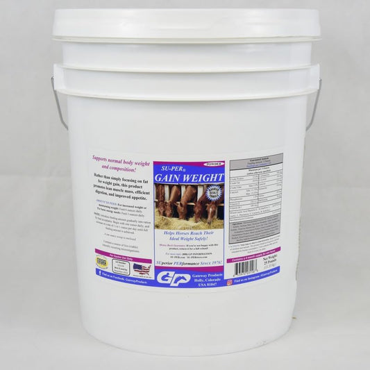 SU-PER Gain Weight for Horses - Equine Supplement Weight Gainer for Horses - Promotes Lean Muscle Mass, Digestion & Appetite - 25 Pound, 4 Month Supply