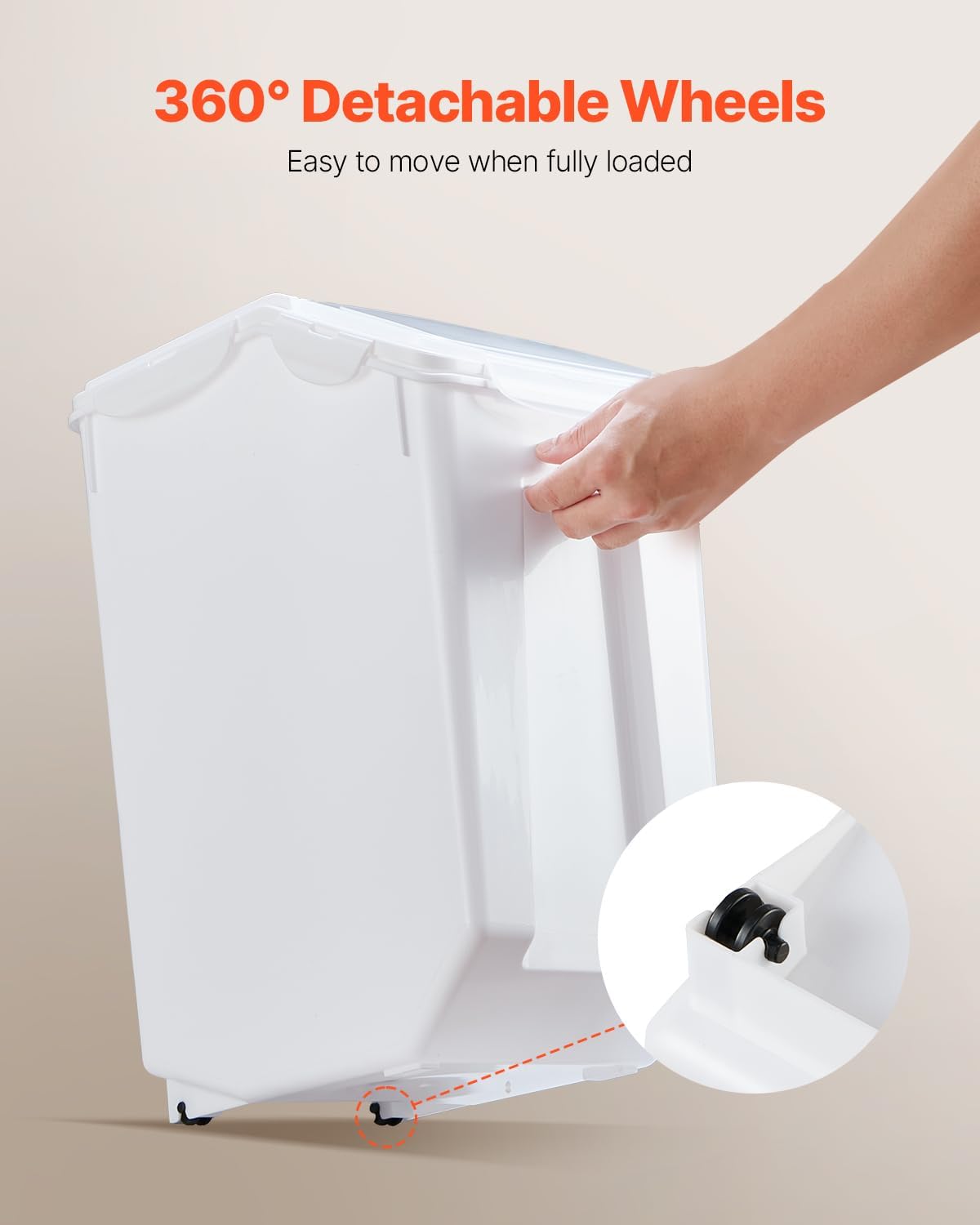 VEVOR Rice Storage Container, 4.5Gallon/20L x2 Capacity Large Dog Food Dispenser Bin, Kitchen Ingredient Grain Cereal Flour Bin, Pet food Containers with Wheels, 2 Measuring Cups, Airtight Lid, 2 Pack