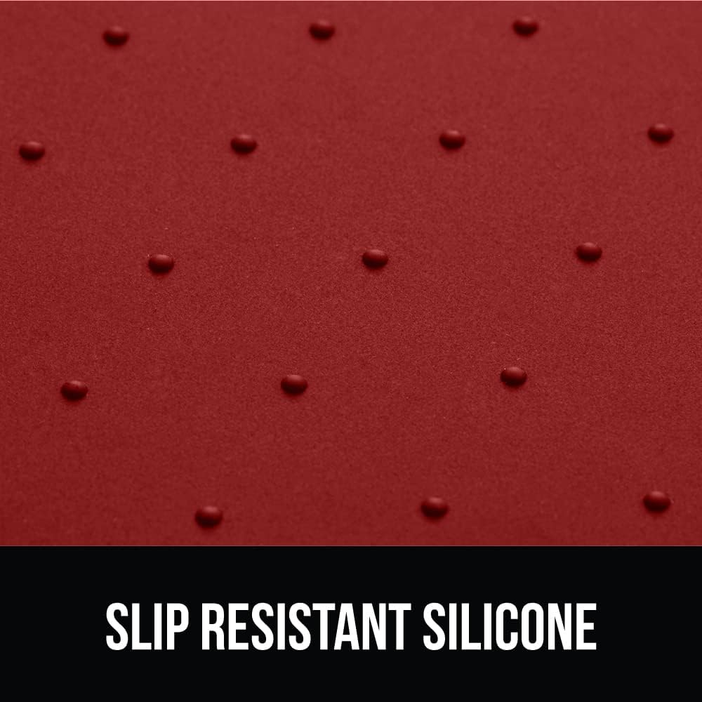 GORILLA GRIP 100% Waterproof Raised Edge BPA Free Silicone Pet Feeding Mat, Dog Cat Food Mats Contain Spills Protects Floors, Placemats for Cats and Dogs Water Bowl, Pets Accessories 32x24 Red