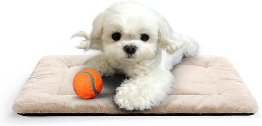 Dog Beds Crate Pad for Extra Small Dogs Ultra Soft Dog Crate Bed Washable & Anti-Slip Kennel Pad for Dogs Cozy Sleeping Mat,Cream 22inch