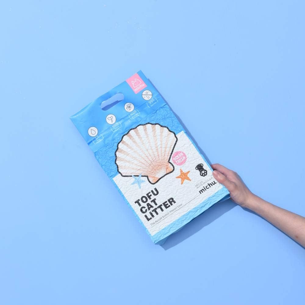 Tofu Cat Litter Natural Clumping Tofu Cat Litter, Fast Clumping and Easily Scoop-able 5.5lb/88oz 5 Scents - Ocean Fresh, 8 Pack