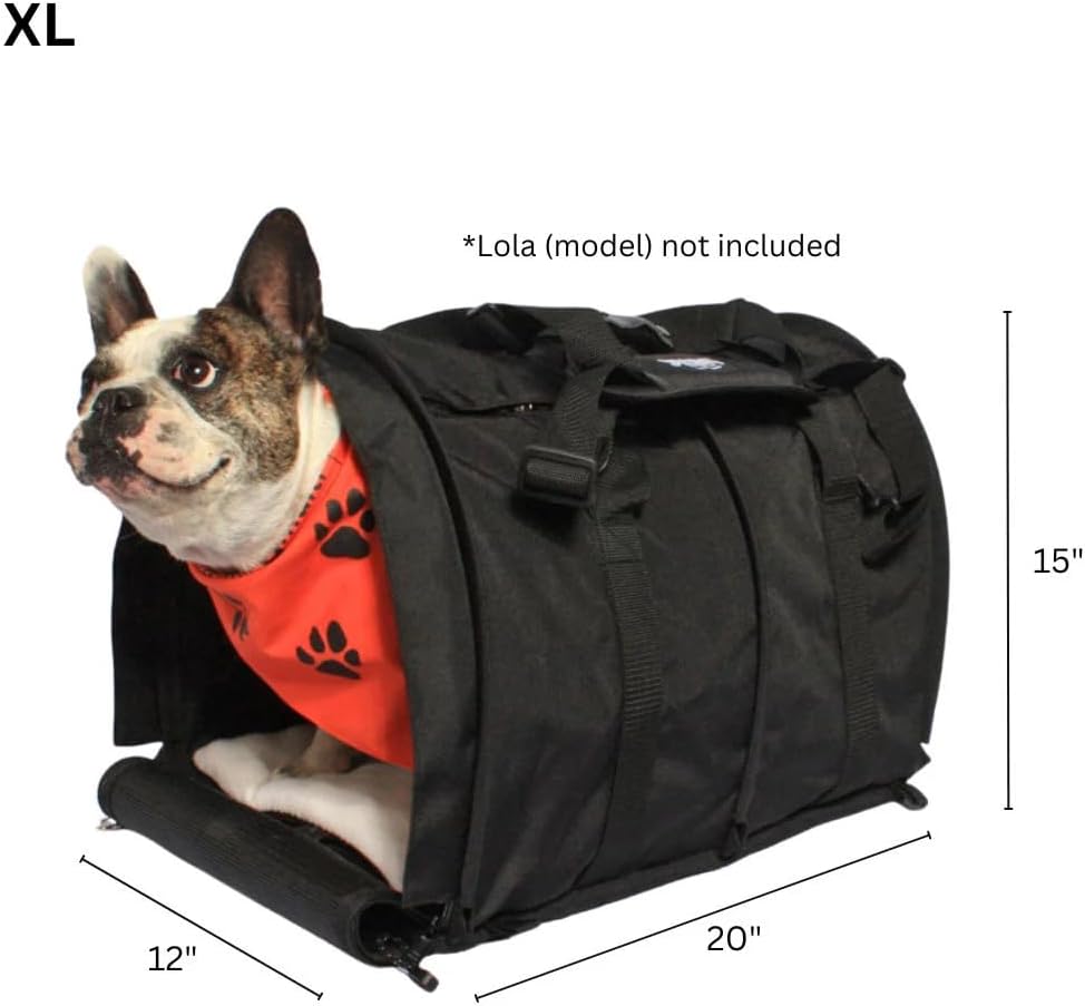 SturdiBag Pro 2.0 Pet Travel Carrier for Cats and Dogs | Soft Sided Pet Carrier Bag with Safety Clips and Seatbelt Straps for Car Travel | XL, Black