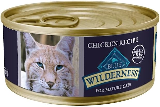 Blue Buffalo Wilderness High Protein Grain Free, Natural Mature Pate Wet Cat Food, Chicken 5.5-oz cans (Pack of 24)