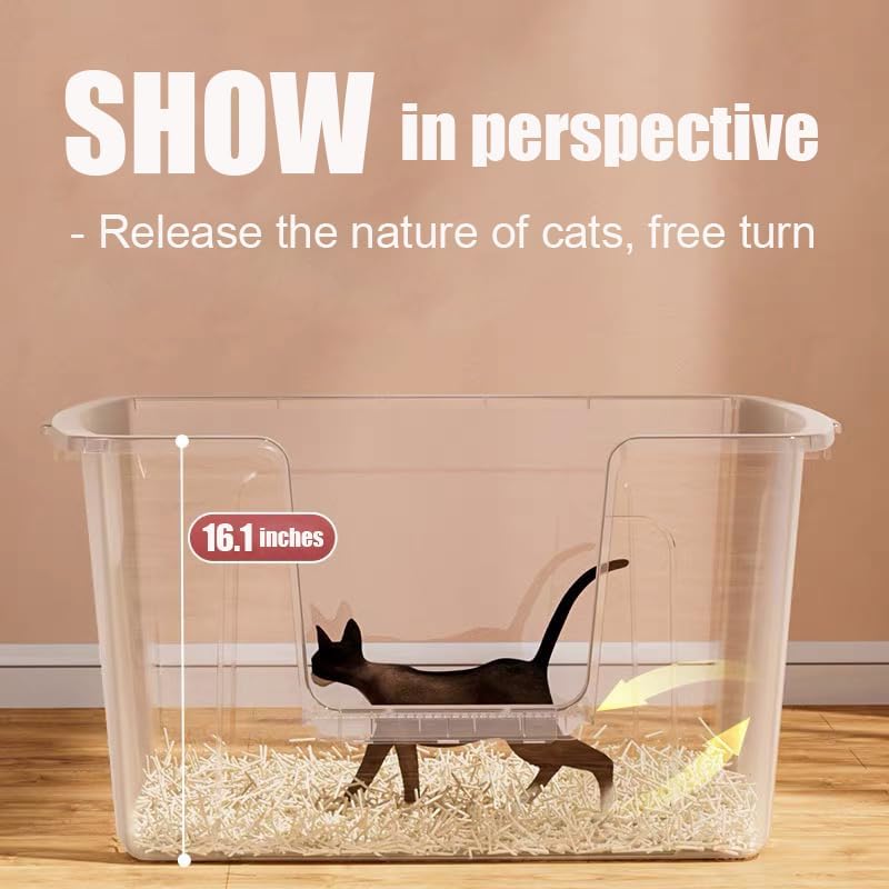 Vealind Extra Large Litter Boxes for Big Cats 31''×21''×16'', XXL Litter Boxes for Big Cats or Multiple Cats, Jumbo High Sided Litter Pan, Leak-Proof & Anti-Splashing, Easy Clean & Durable (Yellow)