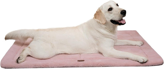 Made4Pets Dog Crate Pad Bed for Extra Large Dogs, Washable & Reversible, Anti-Slip Kennel Mat for Cozy Sleeping, Soft Fluffy Dog Bed for Indoor & Outdoor Use, 48"x30", Pink
