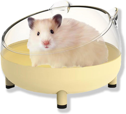 Meow&Woof Hamster Sand Bath Container, Large Sandbox Toilet Gerbil Batheoom, Tiny Chinchilla Dust Bathtub Sand Bath Box for Hamster Cage Accessories 6.5 Inch-Yellow
