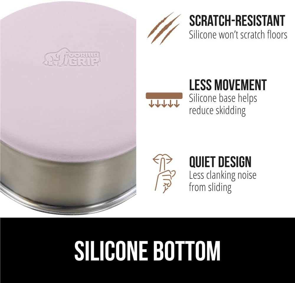 GORILLA GRIP Set of 2 Dog Bowls, Heavy Duty Metal Food and Water Bowl for Feeding Dogs and Cats, Dishwasher Safe, Rust Resistant Stainless Steel, BPA Free Rubber Base, Holds 2 Cups (16 fl oz), Lt Pink