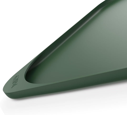 Silicone Pet Feeding Mat with Raised Edge & Residue Collection Pocket for Food and Water, Dog Bowl Mats, Cat Bowls Placemat with High Lip for Floor Waterproof, 19 x 12 x 0.7 Dark Olive