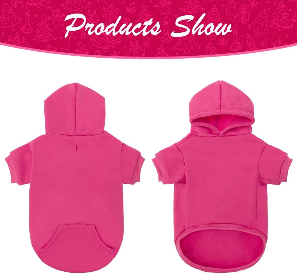 KOOLTAIL Basic Dog Hoodie - Soft & Warm Dog Hoodie Sweater with Leash Hole and Pocket, Dog Winter Coat, Cold Weather Clothes Sweatshirt for Small Medium Large Dogs Puppy Cat Boys Girls Deep Pink XXL
