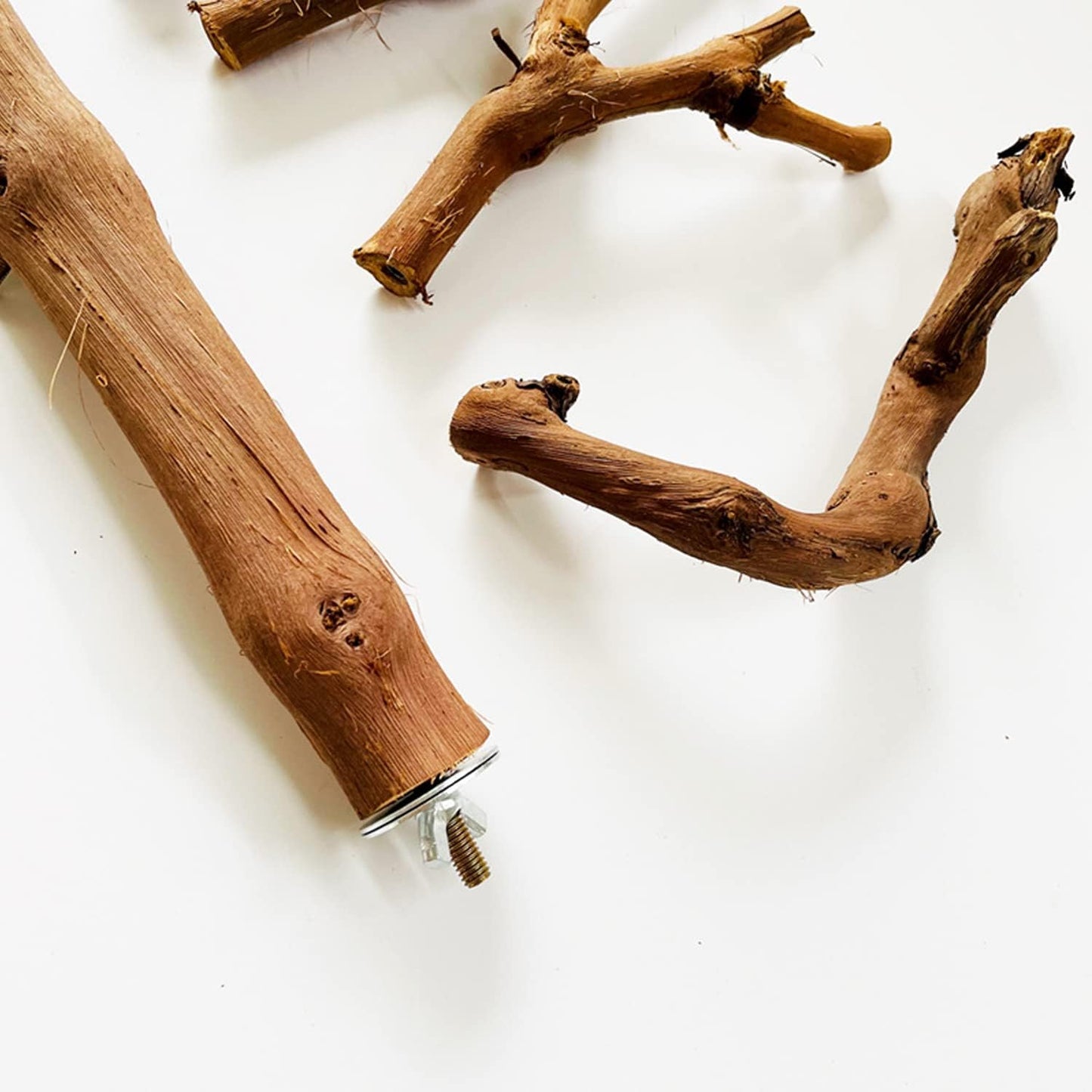 Allazone Natural Parrot Perch Bird Stand Branch Wild Grape Stick Paw Grinding Branch Parakeet Climbing Standing Branches Toy Chewable Cage Accessories for Small Lovebirds Budgies Cockatiels