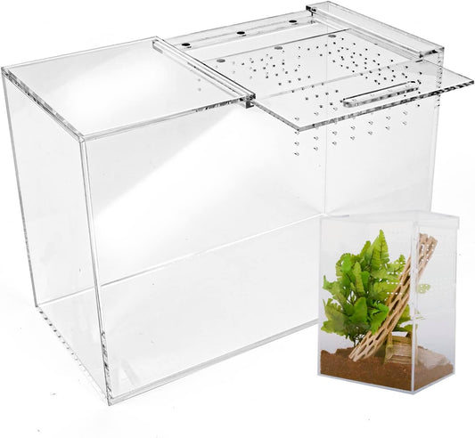 Tarantula Enclosure XL (10”x7”x14”) Reptile Terrarium w/Sliding Magnetic Door-Great Reptile Tank for Terrestrial or Arboreal Animals- Acrylic Terrarium for Juvenile or Adult Spiders- Hermit Crab Cage