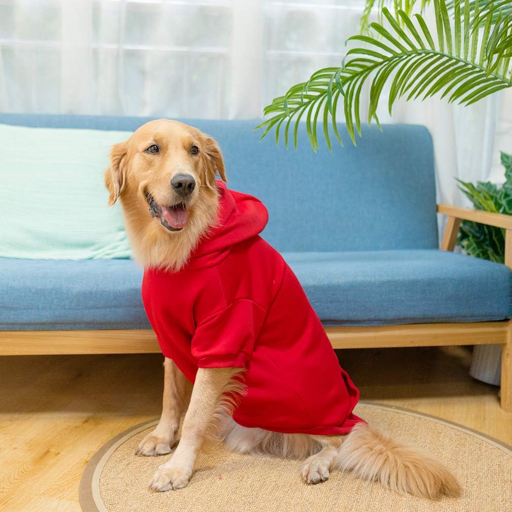 KOOLTAIL Basic Dog Hoodie - Soft and Warm Dog Hoodie Sweater with Leash Hole and Pocket, Dog Winter Coat, Cold Weather Clothes Sweatshirt for Small Medium Large Dogs Puppy Cat Boys Girls Red L