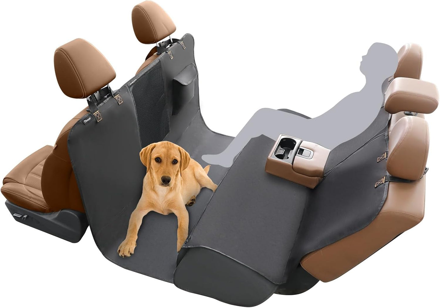 Full-Coverage Dog Seat Cover for Back Seat, 600D Ripstop Dog Hammock for Car,100% Waterproof CarSeat Protector, Suv Cargo Liner for Dogs, Armrest&Child Car Seat Accessible,Install Once,Stay Put