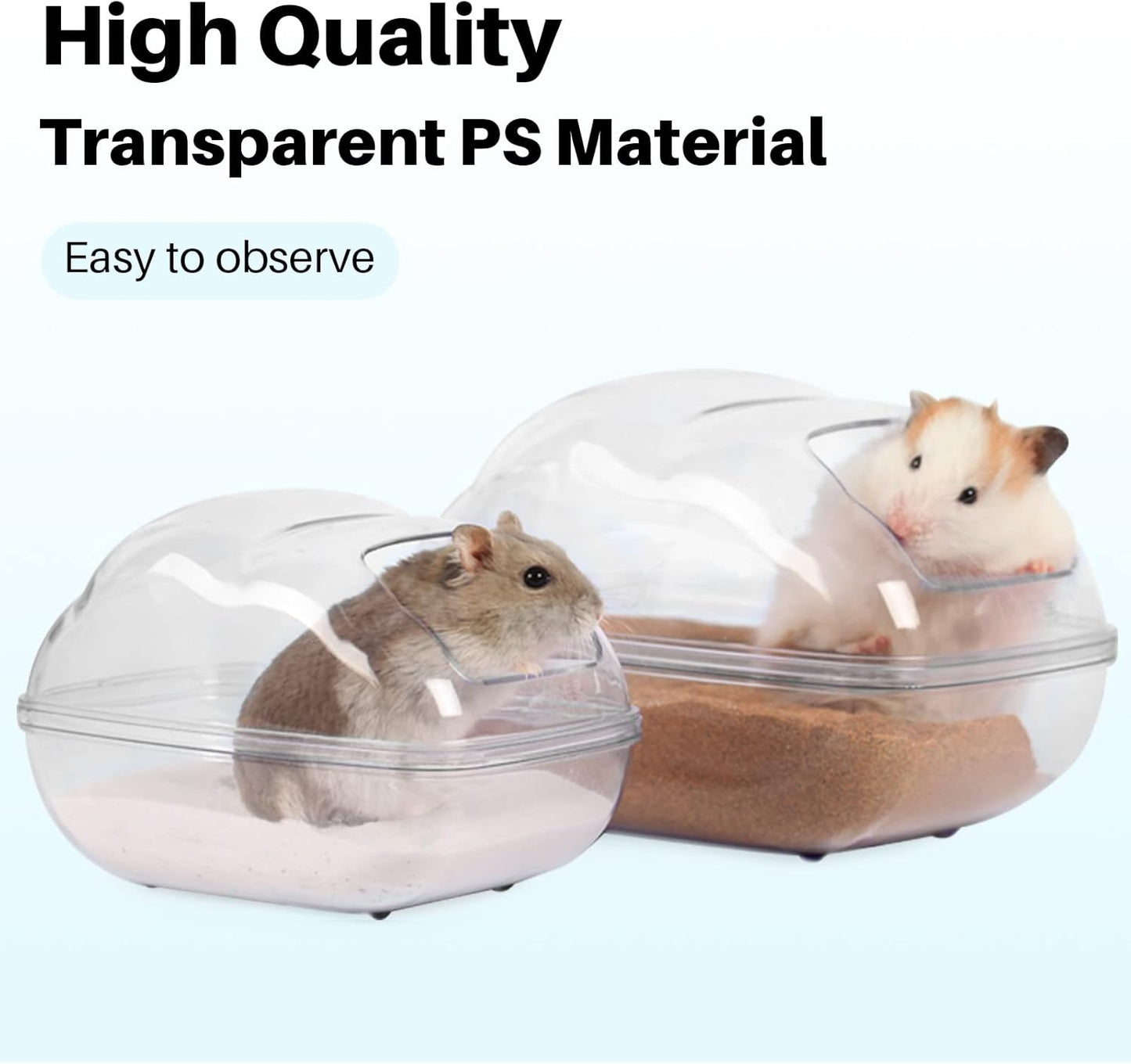 BUCATSTATE Sand Bath Container for Hamster Large Transparent Hamster Toilet with Scoop Dwarf Sandbox Dust Bathtub Small Animals Bathroom Hamster Cage Accessories (Transparent, Large)
