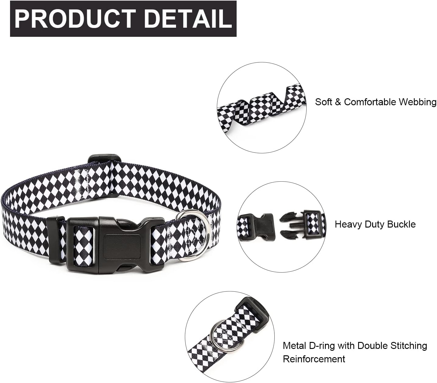 Mercano Adjustable Dog Collar - Special Design Patterns, Soft Nylon Comfortable Durable Pet Collar for Small Medium Large Dogs (XS, Rhomb)