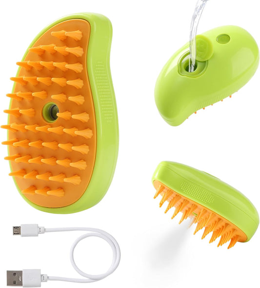 Steam Brush for Cats Shedding, 3 in 1 Steamy Water Pet Hair Removal Comb with Steamer, Spritz Comb for Dog, Indoor Cat Spray Mist Grooming Defur Brush, Cepillo Vapor Gato Perro, Steaming Cleaning Spa