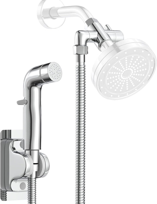 Dog Shower Attachment Metal, YDmeet Pet Washing Hose Attachment for Fast & Clean Bathing, Brass 3 Way Diverter, Adjustable Sprayer wtih Turn Off, 8 ft Hose and Holder, Chrome