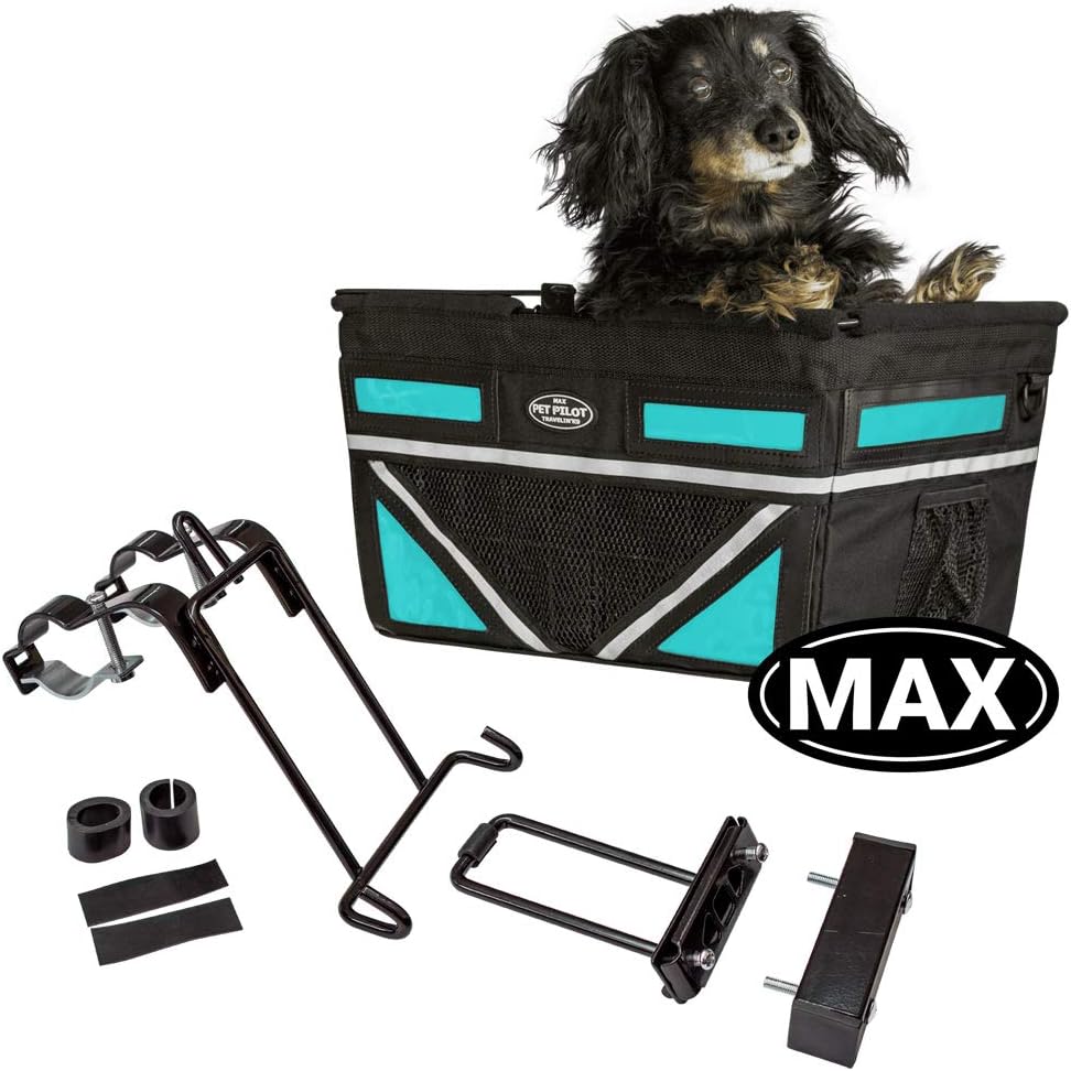 TRAVELIN K9 Pet-Pilot MAX Dog Bicycle Basket Carrier | 8 Color Options for Your Bike (Turquoise)