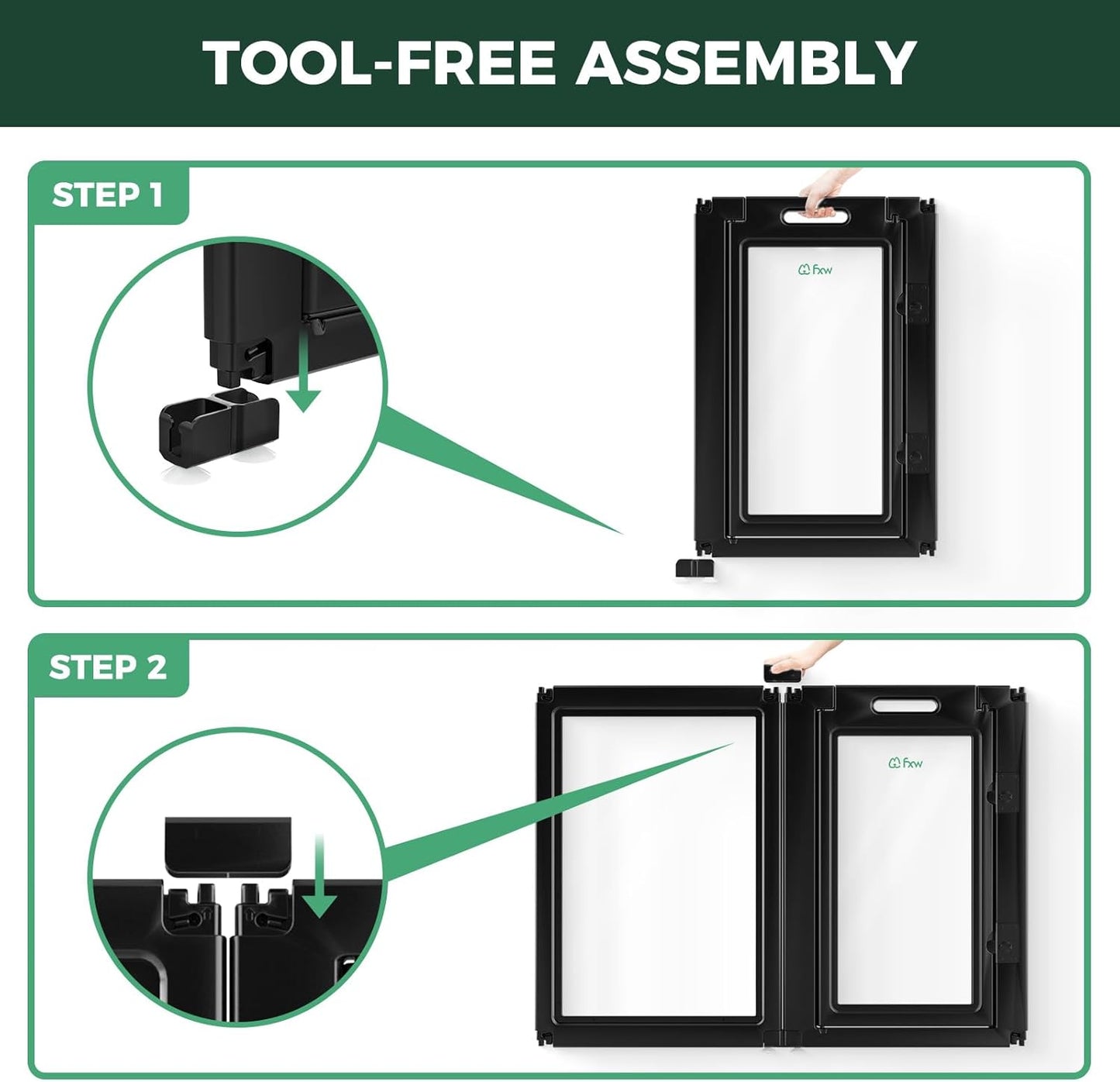 FXW AuraSpace Acrylic Indoor Unleashed Dog Playpen for Medium Dogs, 35 Inch, 6 Panels, Black
