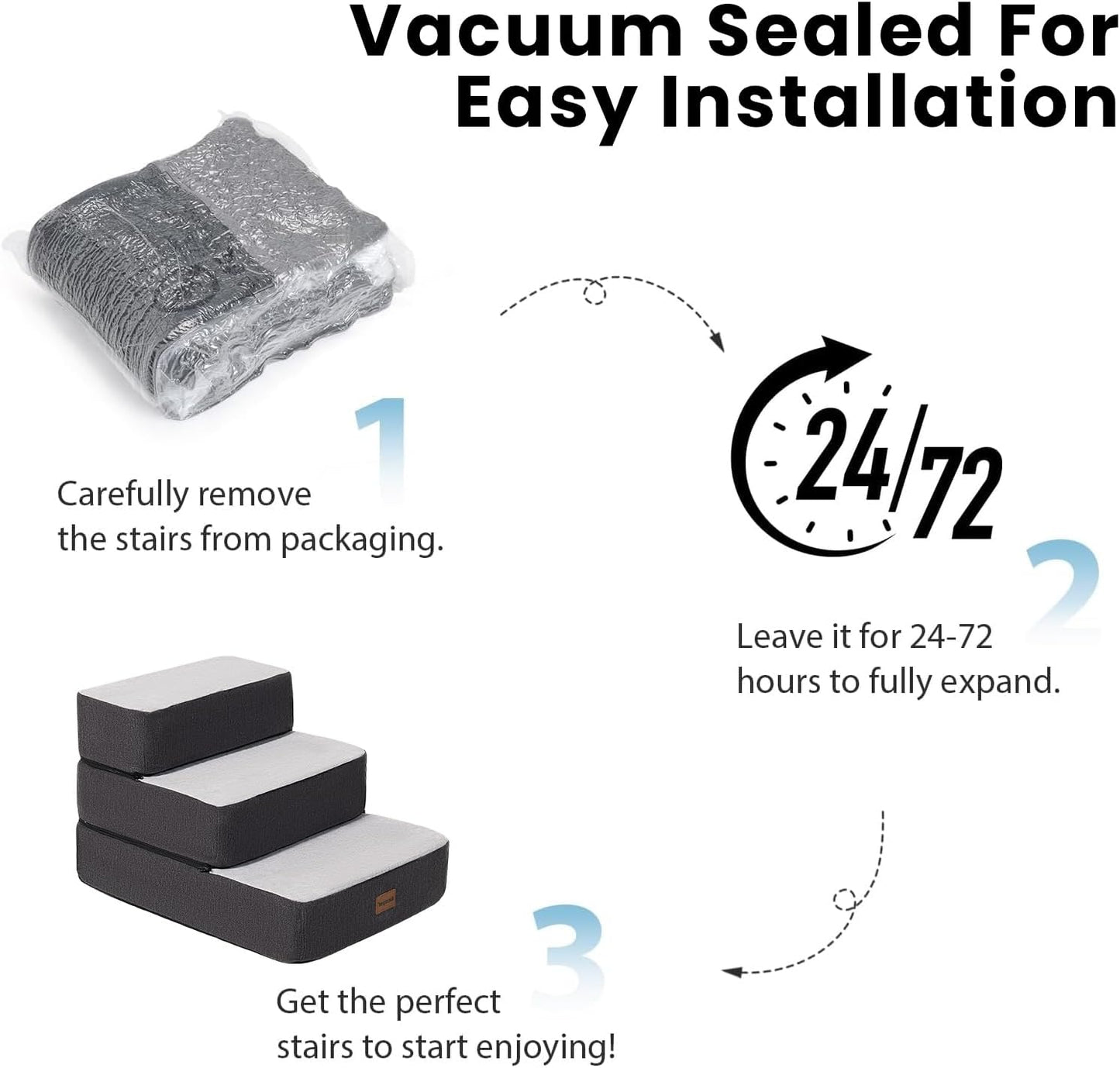 4-Step Adjustable Dog Stairs for Beds, Dog Steps for Small Dogs and Cats, Foldable Pet Stairs for Bed Climbing, Non-Slip Pet Step Indoor, Grey