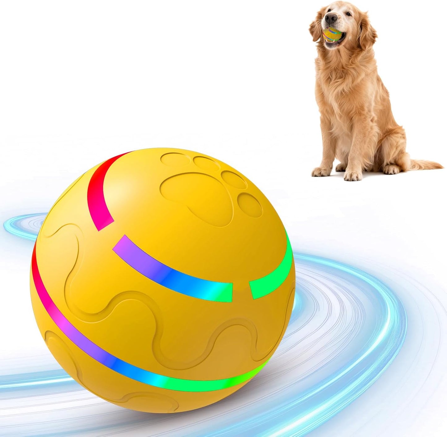 Interactive Dog Ball, Smart Interactive Dog Toys, Automatic Moving Vibrating Bouncing Pet Ball for Medium and Large Dogs, TPU Material, Rechargeable and Waterproof