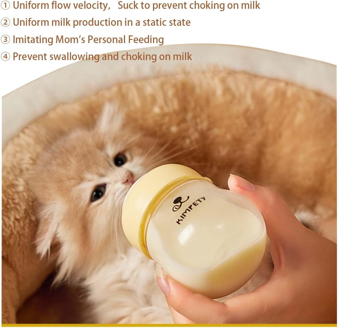 Silicone Kitten Nursing Bottle - Feeding Bottle with Nipples for Newborn Kittens, Puppies, & Small Animals, Milk Feeding Supplies for Baby Pets, Yellow & Green Feeder