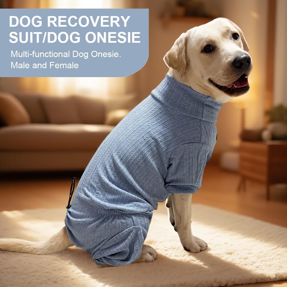 Dog Pyjamas Sweater Clothing and Loungewear Suitable for Medium to Large Breeds of Dogs, Dog Neutering Suits, Extra-Large Stretch Fabric, Four-Legged Dogs Clothes Pyjamas(Sweater Blue, 2XL)