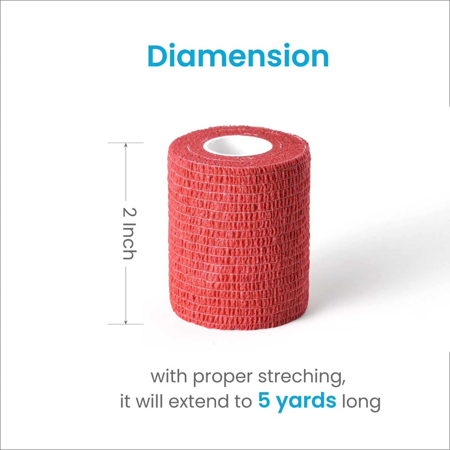 WePet Pet Wrap, Self-Adhesive, Only Sticks to Itself, Non-Woven Tape for Dog Legs, Paws, Wounds, First Aid Cohesive Gauze for Horse, Cat, Bird, Animal, 6 Rolls, 2 Inch, Solid Color A