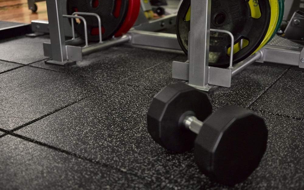 American Floor Mats - Extreme Rubber Gym Tiles - 1 Inch Thick Colorful Rubber Gym Tiles - Superior Shock and Sound Absorbing Tiles - 95% Dark Greys 10 Tile Pack (Covers 40 Sq Ft)