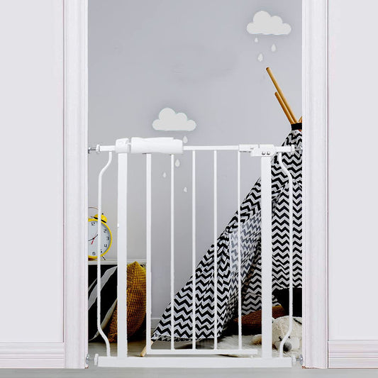 Narrow Baby Gate 24.02-29.13 Inch Wide Stairs Tension Pet Dog Gates Indoor for Doorways No Drilling Pressure Mounted Metal Pet Gates for Kids