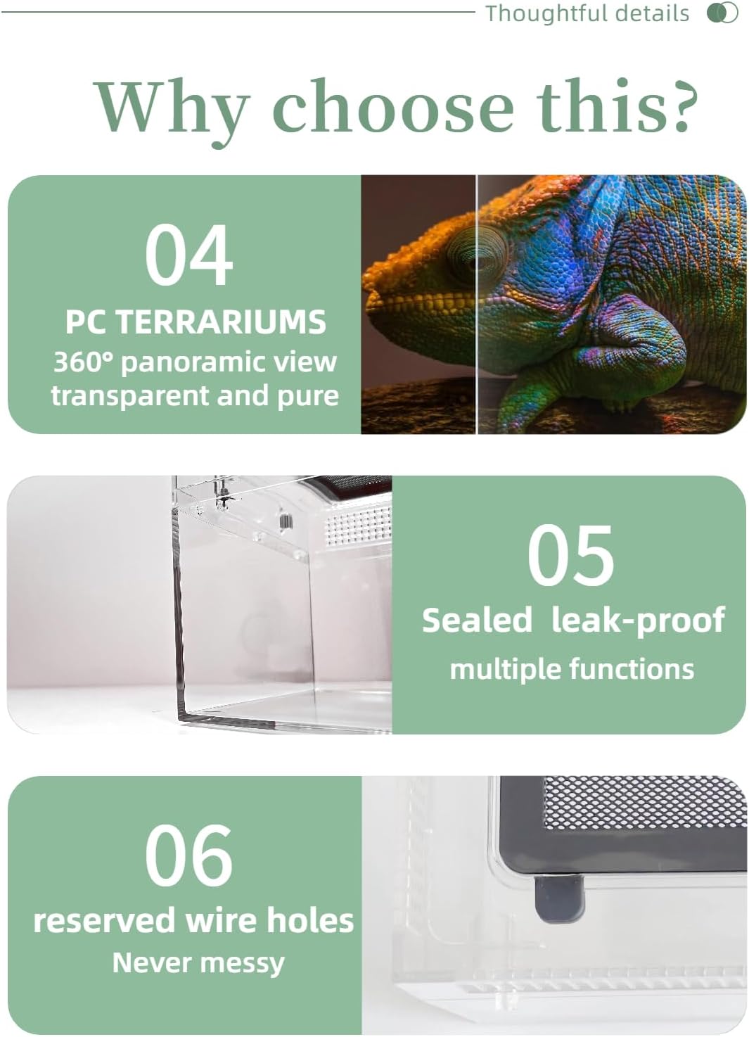 Reptile Terrarium 2025 Upgrade Leopard Gecko Tank Dual use of Water and Land, Stronger, More Durable, More Convenient, Suitable for Gecko, Hermit Crab, Tree Frog, Tarantula,Spiders (Small)