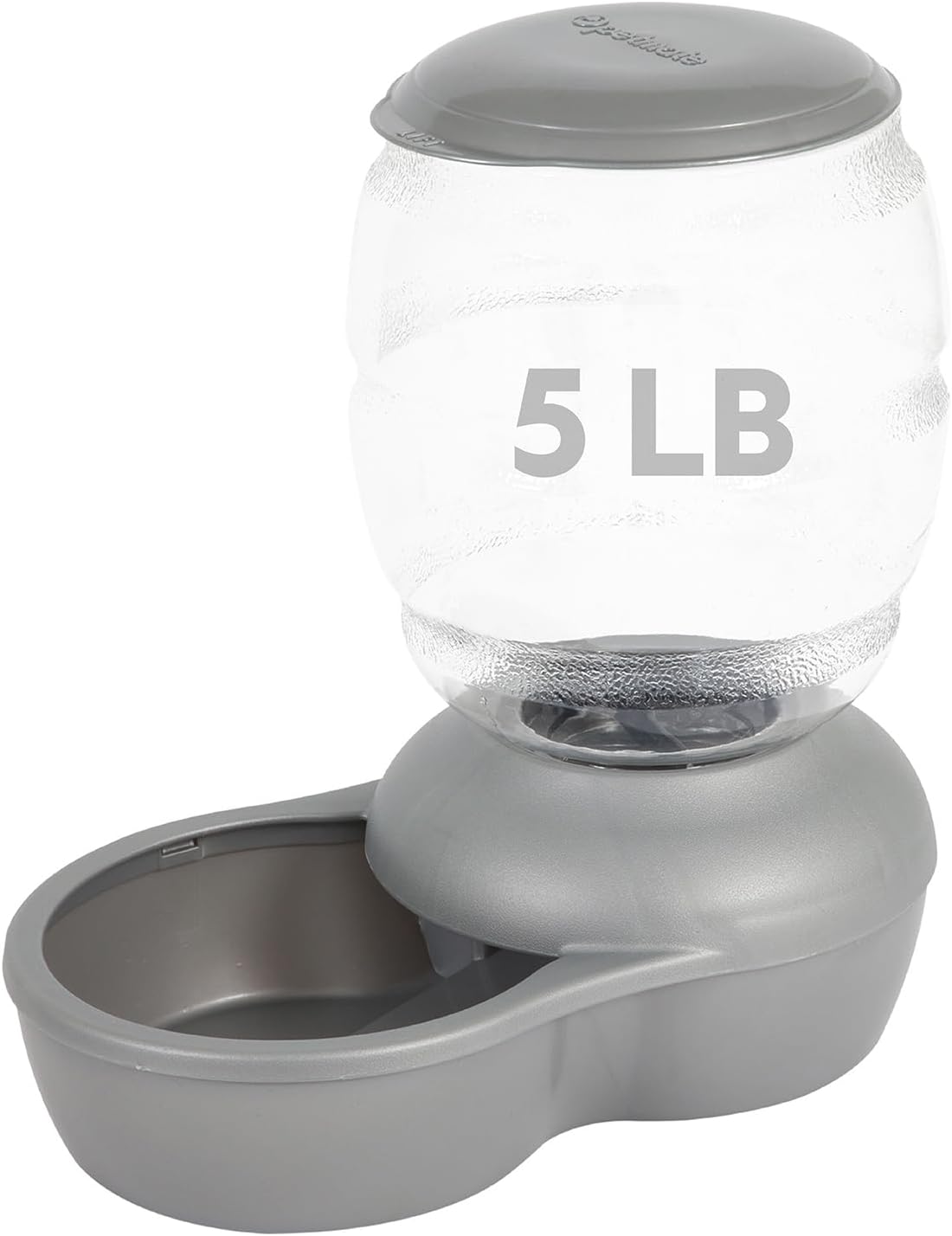 Petmate Replendish Feeder with Automatic Cat and Dog Feeder, 5 LB, Pearl Silver Grey, Made in USA