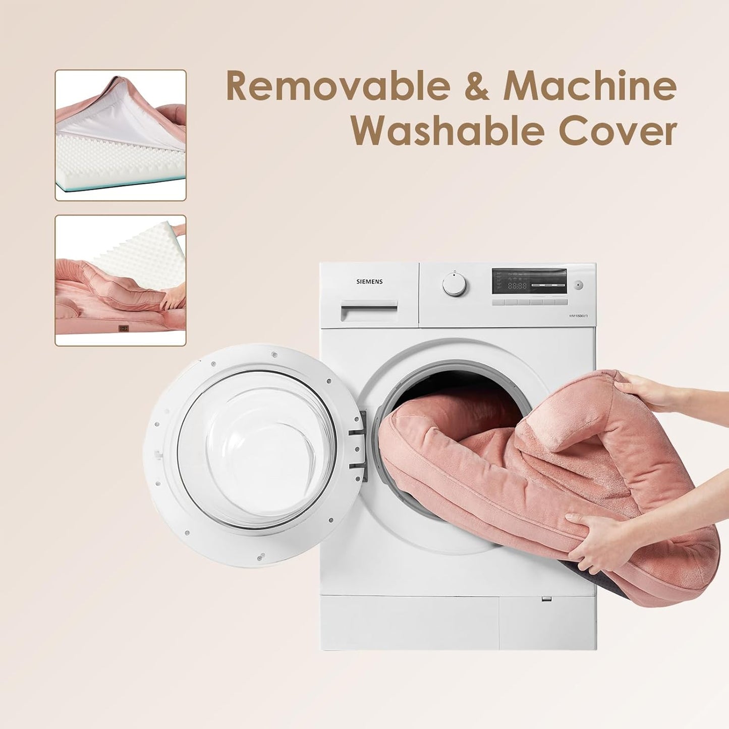 EHEYCIGA Orthopedic Dog Bed for Medium Dogs, Waterproof Memory Foam Medium Dog Beds with Sides, Non-Slip Bottom and Egg-Crate Foam Pet Couch Bed with Washable Removable Cover, Dusty Pink