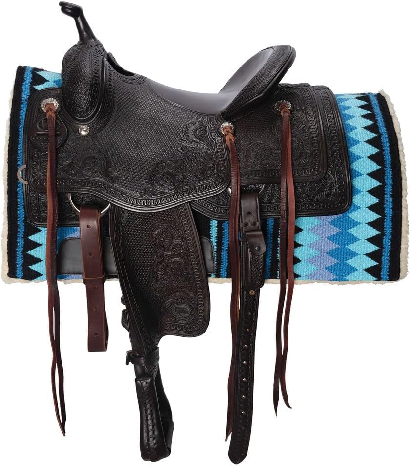 Fleece Bottom Contoured Saddle Pad - 34" x 40" | New Zealand Wool Top | 3/4" Felt Core | Contoured Fit | Hypoallergenic Fleece Lining | Weighs 8 lbs