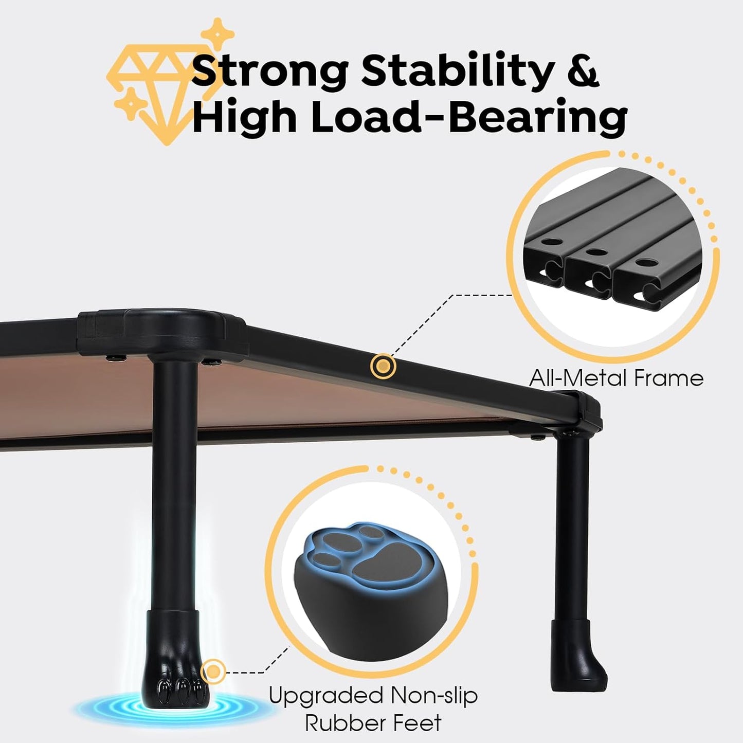 Veehoo Chew-Proof Elevated Dog Bed, Durable Training Platform for Large Dogs, Indoor/Outdoor Raised Pet Cot, Brown, 41x27inches, Model CWC2420CP