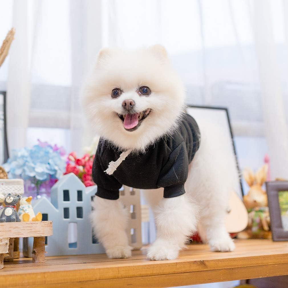 KOOLTAIL Basic Dog Hoodie - Soft and Warm Dog Hoodie Sweater with Leash Hole and Pocket, Dog Winter Coat, Cold Weather Clothes Sweatshirt for Small Medium Large Dogs Puppy Cat Boys Girls Black XS