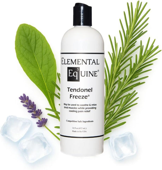 Elemental Equine Tendonel Freeze 16oz Liniment Rub for Horses - Soothe and Relax Tired Muscles While Providing Cooling Relief and Reduced Stiffness