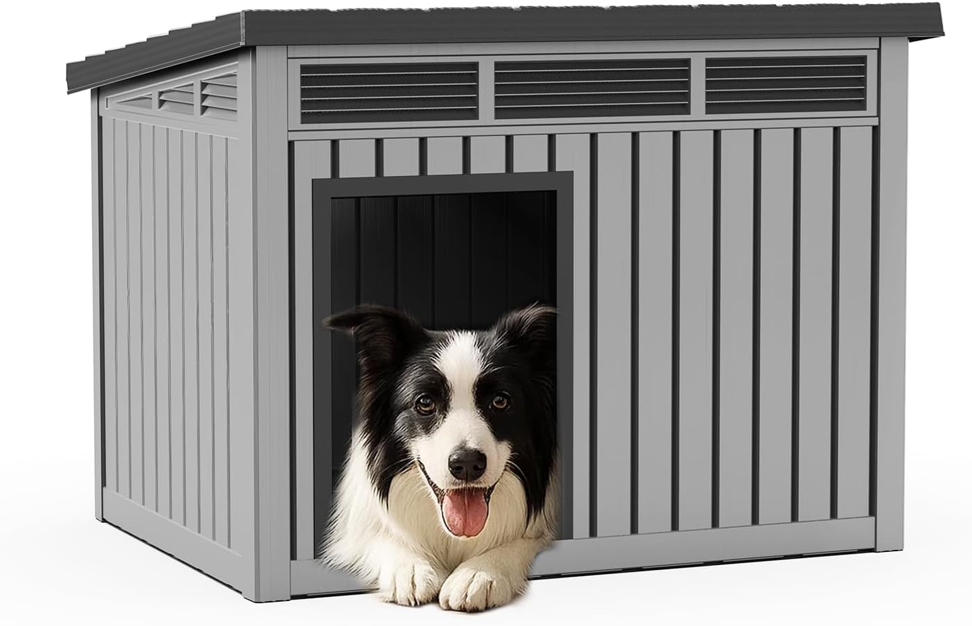 DRATO Dog House for Both Indoor and Outdoor with Weatherproof Roof Removable Floors for Medium to Large Dogs Interior Space (Gray, Medium(32.2 * 25.12 * 24.13''))