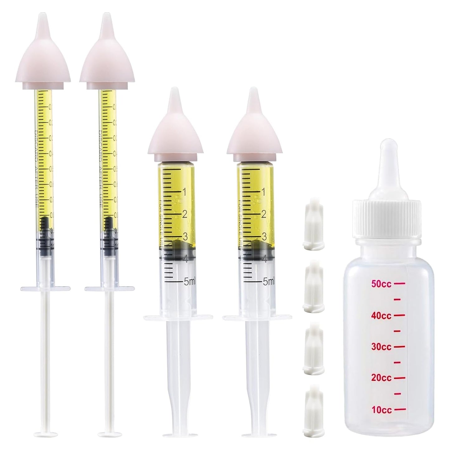 Pet Nursing Bottle, Nursing Bottle Kits, Kitten Bottle Feeding Kit, Fit for Feeding Newborn Puppies, Kitten, Squirrel, with 1 Puppy Bottles for Nursing Puppy Milk, 4 Replacement Nipple