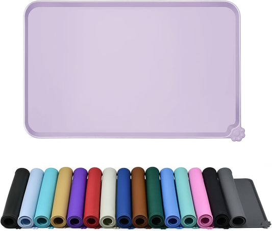 Waterproof Pet Feeding Mat with High Raised Edges, Heavier and Thicker Placemats for Cat Dog Water Bowl with BPA Free, Dogs Cats Food Mats for Messy Drinkers to Prevent Spill and Protect Floors