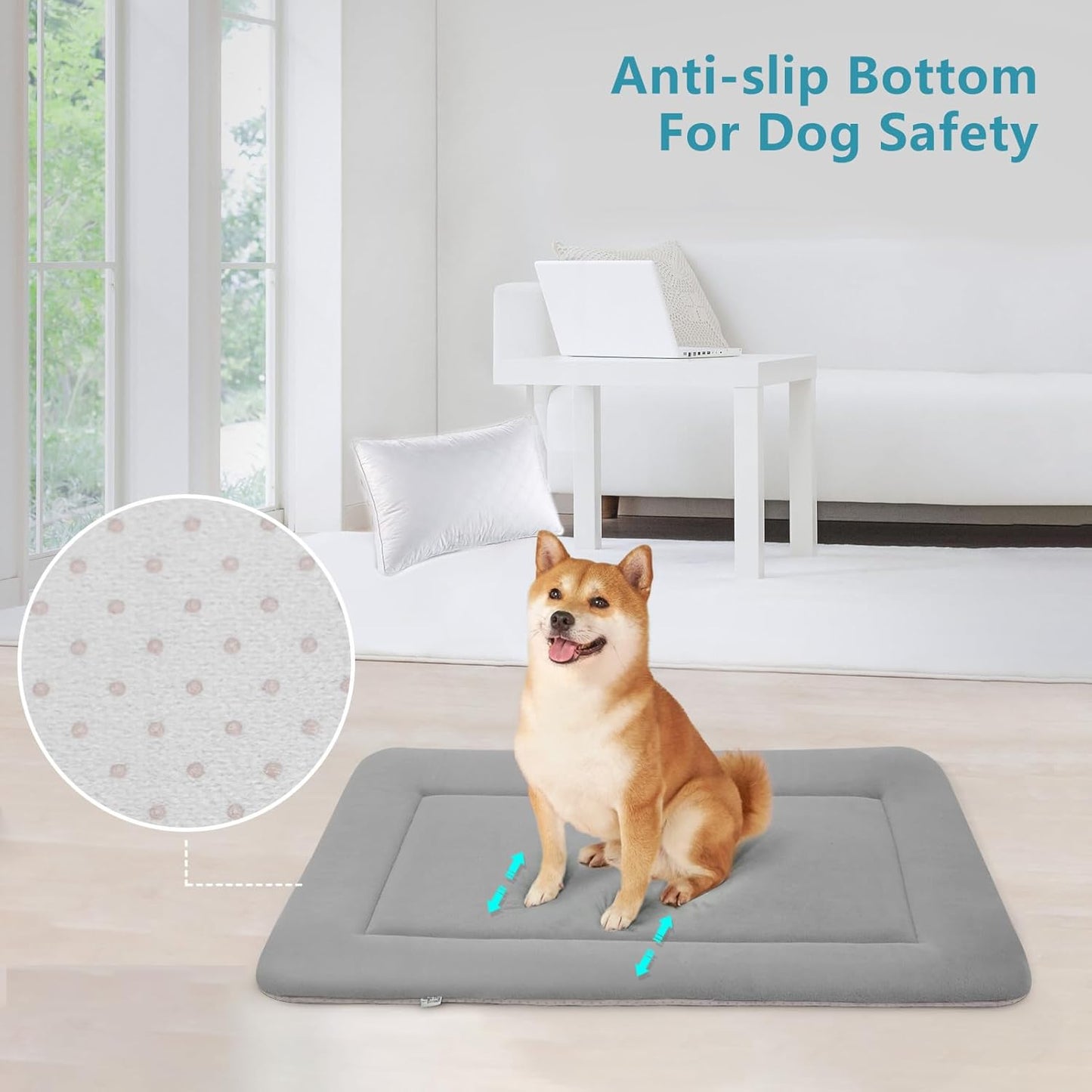 Magic Dog Extra Large Dog Bed Soft Dog Crate Pad Dog Mat, Jumbo 48 Inches Machine Washable Pet Bed Kennel Pad with Non-Slip Bottom, Gray
