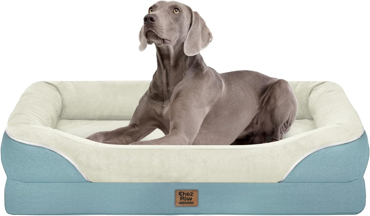Washable Orthopedic Large Dog Bed - Removable Orthopedic Dog Bed XL with Bolster Extra Large Dogs Beds with Washable Cover Non-Slip Bottom