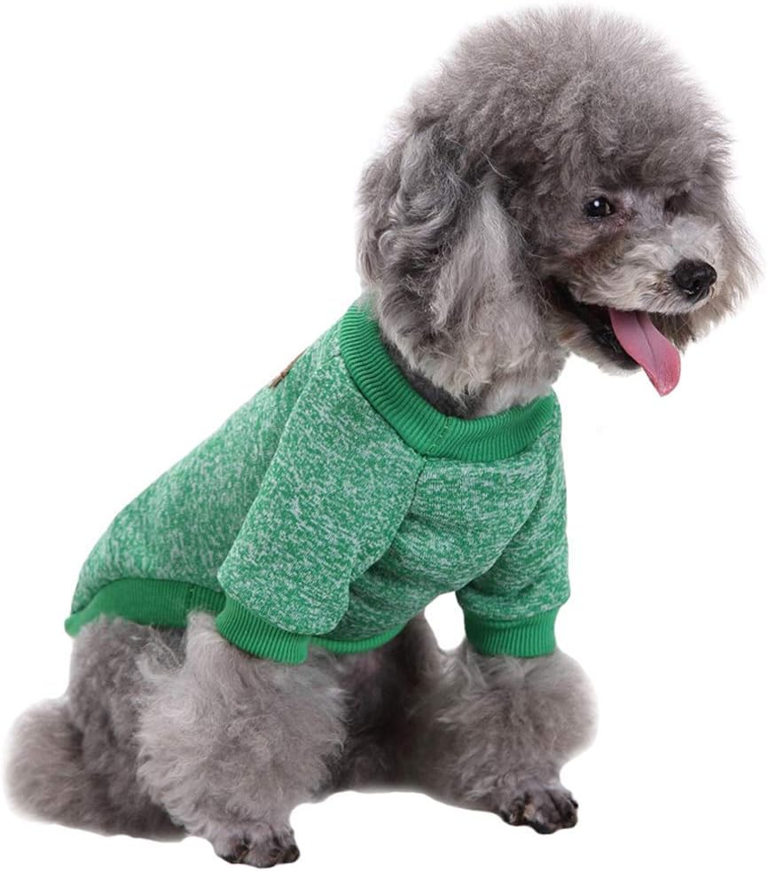 Jecikelon Dog Clothes Dogs Sweater Soft Puppies Clothing Winter Puppy Sweaters Warm Outfit for Dogs Small XXS XS Cat Apparel (Green, XXS)