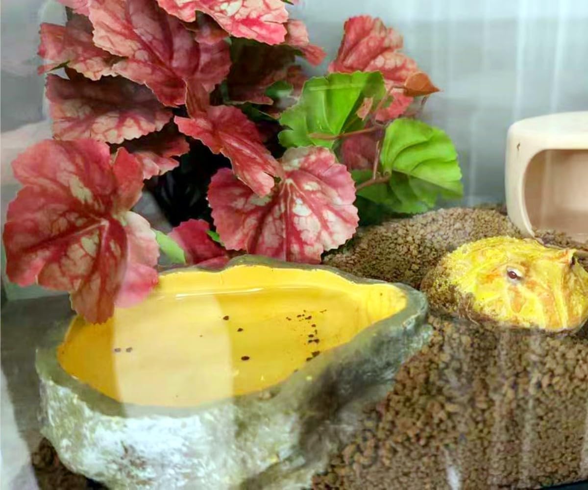 Reptile Plants for Terrarium Decor, Amphibian Habitat Decor, Reptile Tank Accessories, Artificial Hanging Plants with Suction Cup-2 Packs (Pink Heuchera Micrantha)