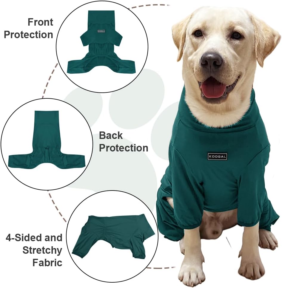 Dog Pyjamas PJS Sweater Clothes and Home Clothing Suitable for Small to Medium Breeds of Dogs, Dog Neutering Suits, Extra-Large Stretch Fabric, Four-Legged Clothes (Thin Dark Green, XL)